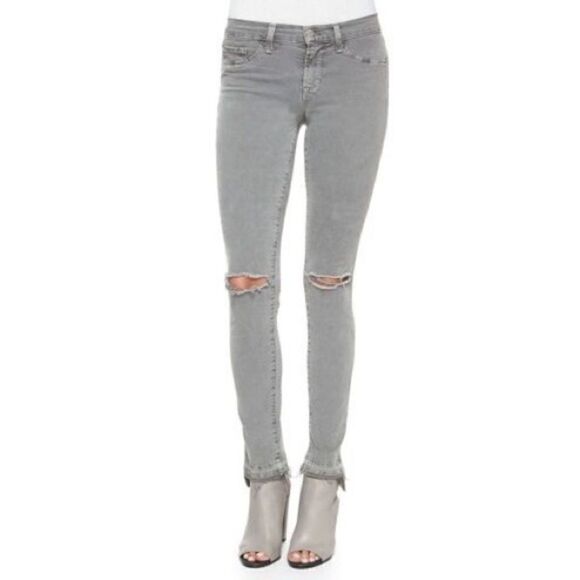 J Brand Gray Distressed Silver Fox Skinny Jeans - Picture 3 of 10
